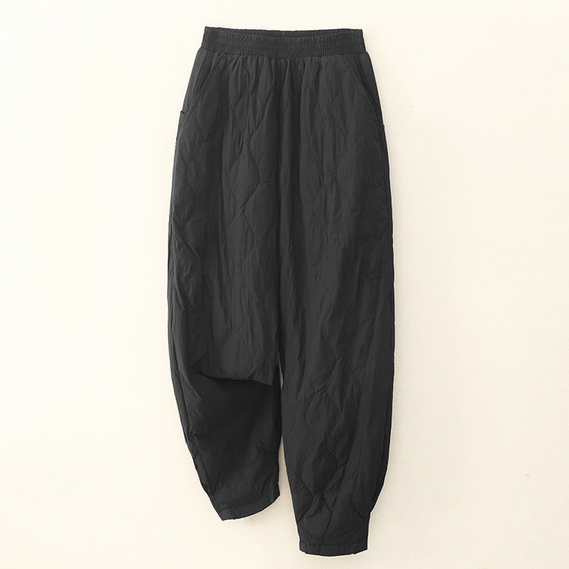 Buddha Stones Winter Einfarbige Damen-Thermohose aus Baumwolle mit Taschen - Schwarz - US8-10， UK/AU12-14，EU40-42 (2XL) - image 7
