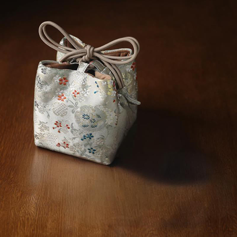 Kleine Schmuckaufbewahrungstasche mit Buddha Stones und Blumenmuster, 8 x 8 x 8 cm - image 7