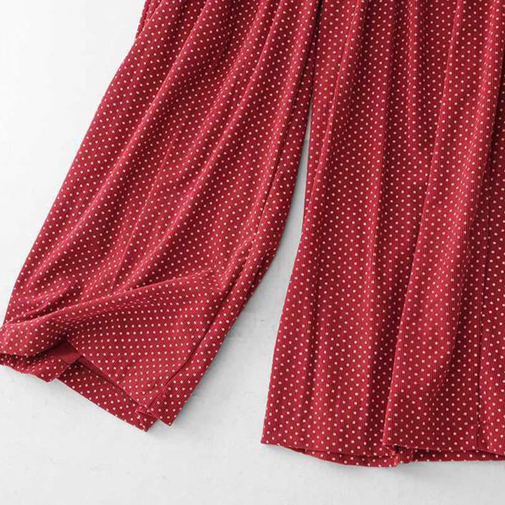 Buddha Stones Fall Dots Muster High Waist Design Damenhose mit weitem Bein und Taschen - image 11