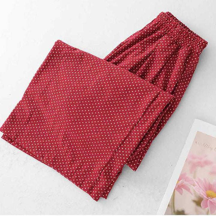 Buddha Stones Fall Dots Muster High Waist Design Damenhose mit weitem Bein und Taschen - image 4