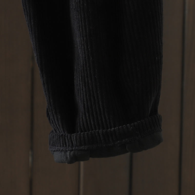 Buddha Stones Damen Winter Haremshose aus Cord-Baumwolle mit hoher Taille und Fleecefutter und Taschen - image 16