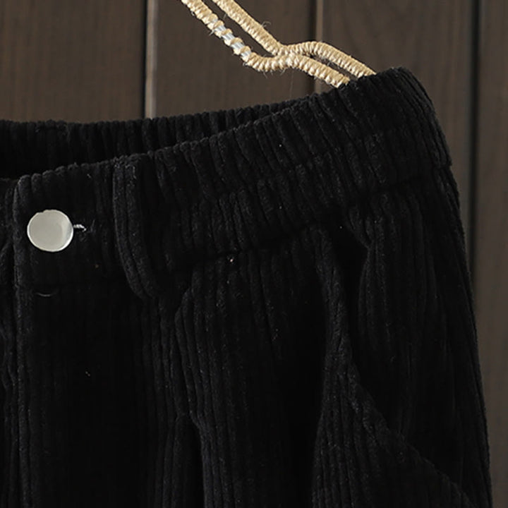 Buddha Stones Damen Winter Haremshose aus Cord-Baumwolle mit hoher Taille und Fleecefutter und Taschen - image 14