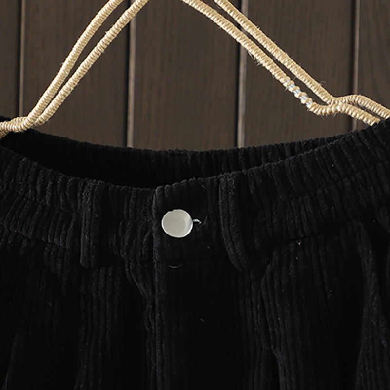 Buddha Stones Damen Winter Haremshose aus Cord-Baumwolle mit hoher Taille und Fleecefutter und Taschen - image 13