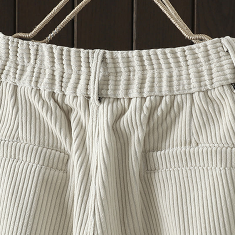 Buddha Stones Damen Winter Haremshose aus Cord-Baumwolle mit hoher Taille und Fleecefutter und Taschen - image 2