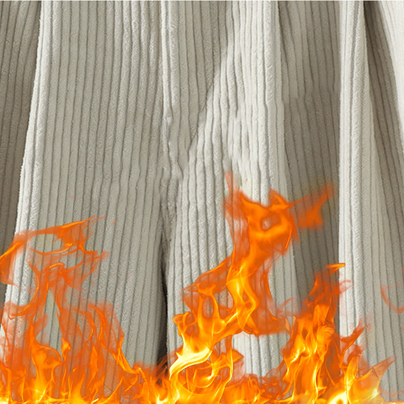 Buddha Stones Damen Winter Haremshose aus Cord-Baumwolle mit hoher Taille und Fleecefutter und Taschen - image 10