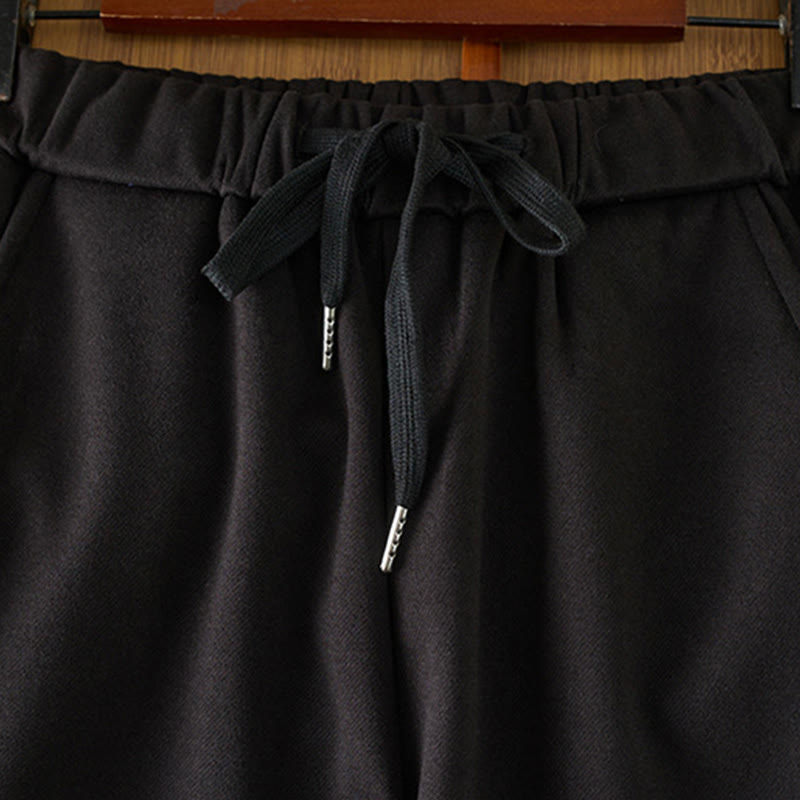 Buddha Stones Lässige, dicke Winterhose mit elastischer Taille und geradem Bein für Damen mit Taschen - image 1