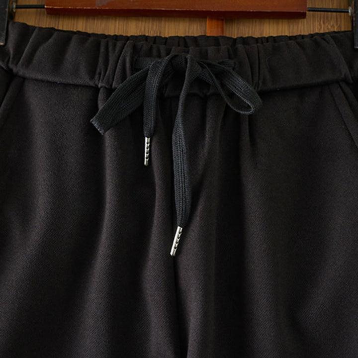 Buddha Stones Lässige, dicke Winterhose mit elastischer Taille und geradem Bein für Damen mit Taschen - image 1