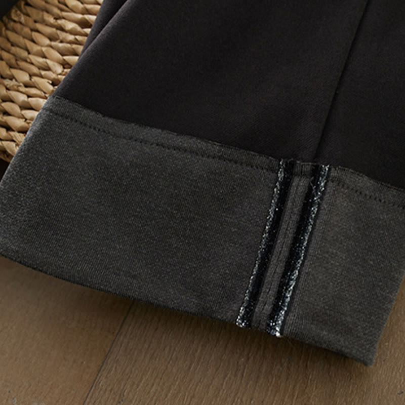 Buddha Stones Lässige, dicke Winterhose mit elastischer Taille und geradem Bein für Damen mit Taschen - image 2