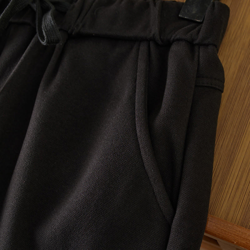 Buddha Stones Lässige, dicke Winterhose mit elastischer Taille und geradem Bein für Damen mit Taschen - image 3