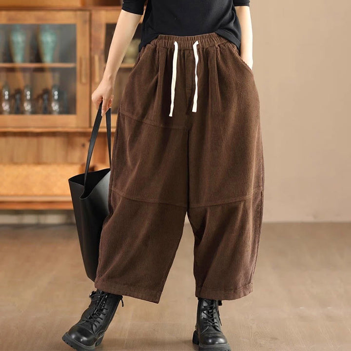 Buddha Stones Damenhose aus Baumwollcord mit Kordelzug und Thermofleecefutter und Taschen - Sattelbraun - US14， UK/AU18，EU46 (4XL) - image 6