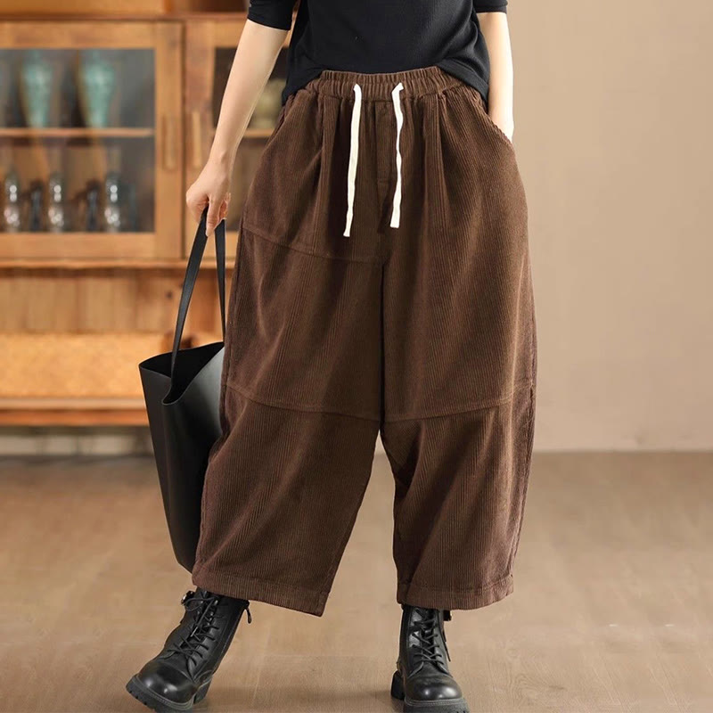 Buddha Stones Damenhose aus Baumwollcord mit Kordelzug und Thermofleecefutter und Taschen - Sattelbraun - US14, UK/AU18, EU46 (4XL) - image 6