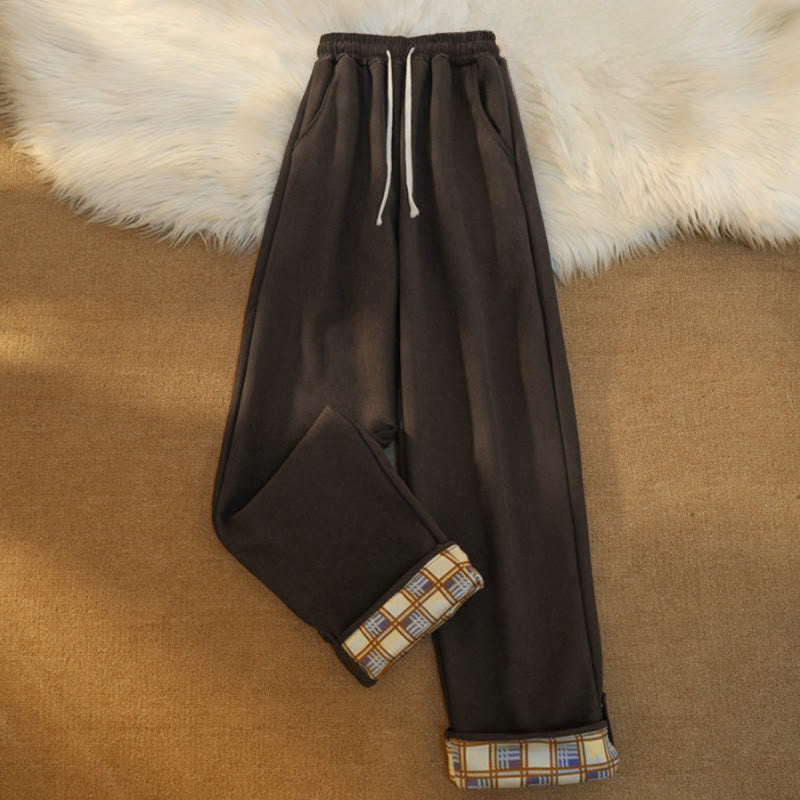 Buddha Stones Damen Patchwork-Hose aus Baumwollcord mit Fleecefutter und weitem Bein und Taschen - Sattelbraun - US18, UK/AU22, EU50 (6XL) - image 1