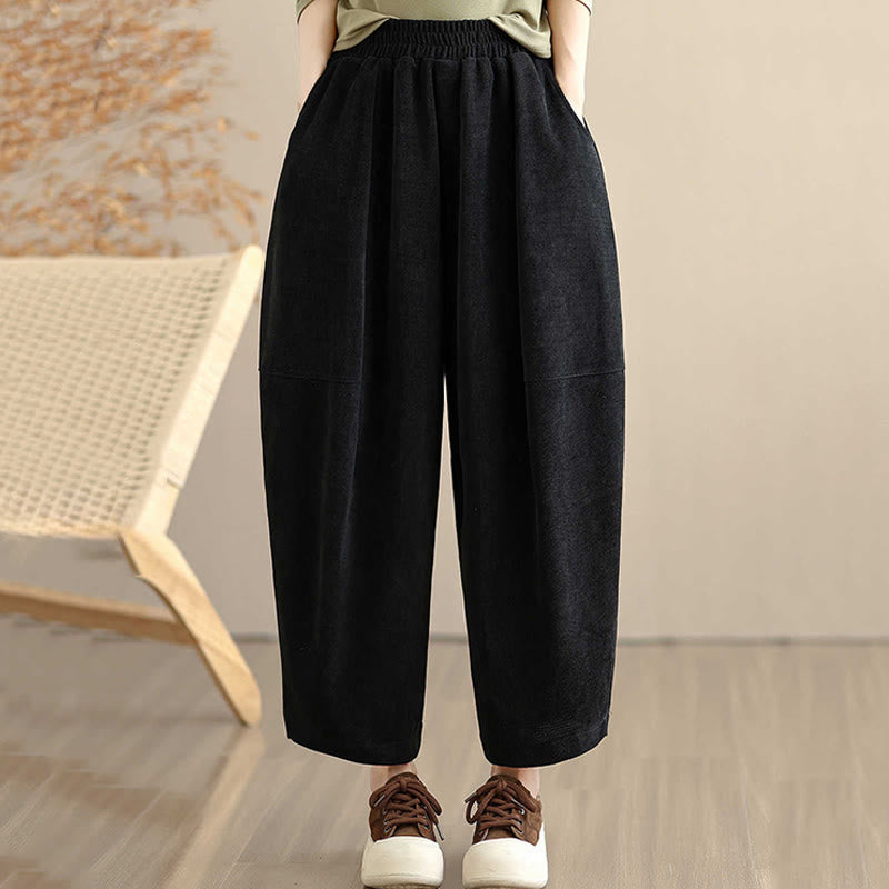 Buddha Stones Damen Herbst Patchwork Plain Cord Haremshose mit Taschen - Schwarz - US8-10， UK/AU12-14，EU40-42 (2XL) - image 17