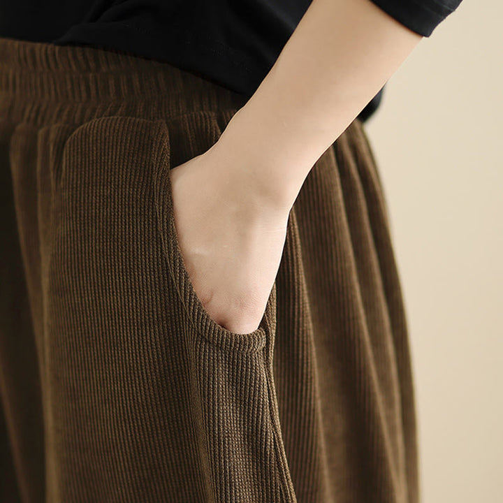 Buddha Stones Damen Herbst Patchwork Plain Cord Haremshose mit Taschen - image 12