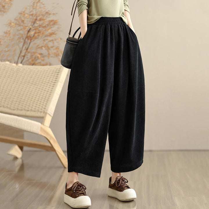 Buddha Stones Damen Herbst Patchwork Plain Cord Haremshose mit Taschen - image 22