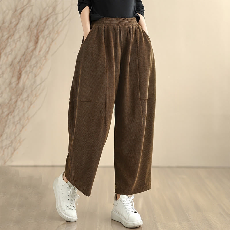 Buddha Stones Damen Herbst Patchwork Plain Cord Haremshose mit Taschen - Sattelbraun - US8-10, UK/AU12-14, EU40-42 (2XL) - image 0