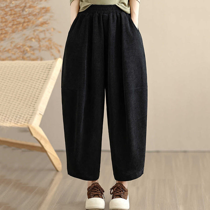 Buddha Stones Damen Herbst Patchwork Plain Cord Haremshose mit Taschen - Schwarz - US8-10, UK/AU12-14, EU40-42 (2XL) - image 17