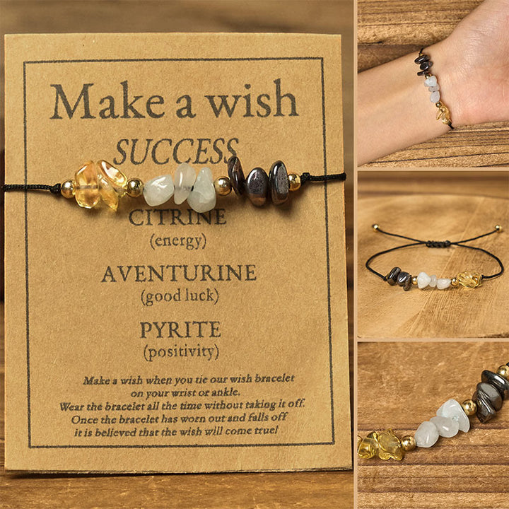 Buddha Stones Citrin Grün Aventurin Pyrit Erfolg Seil Karte Armband - Unregelmäßige Perlen (Handgelenkumfang: 14–23 cm) - image 0