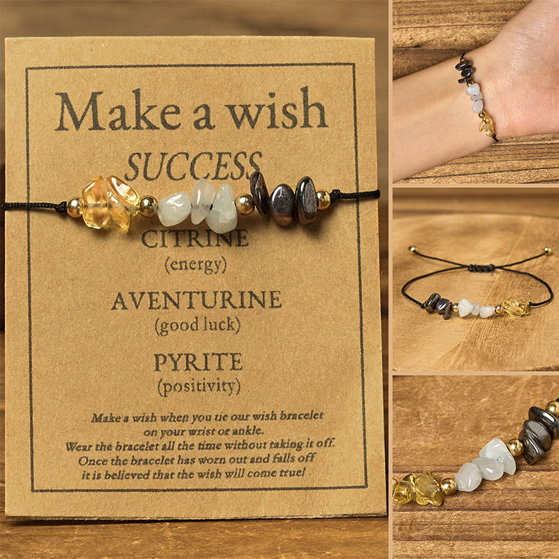 Buddha Stones Citrin Grün Aventurin Pyrit Erfolg Seil Karte Armband - Unregelmäßige Perlen (Handgelenkumfang: 14–23 cm) - image 0