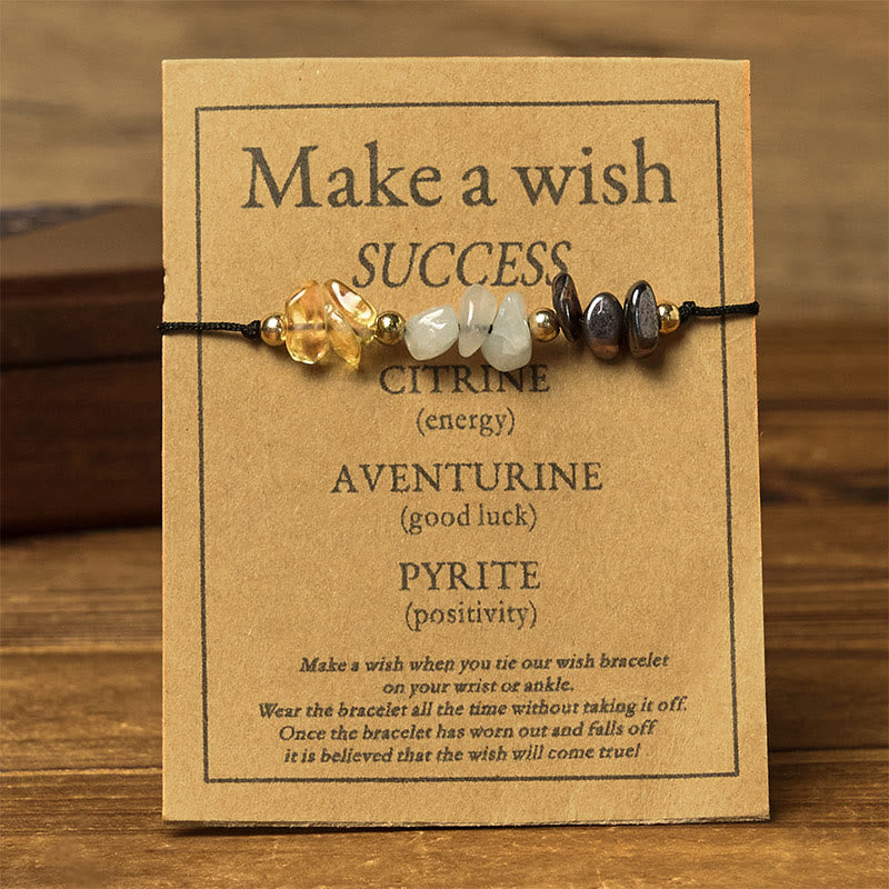 Buddha Stones Citrin Grün Aventurin Pyrit Erfolg Seil Karte Armband - image 1
