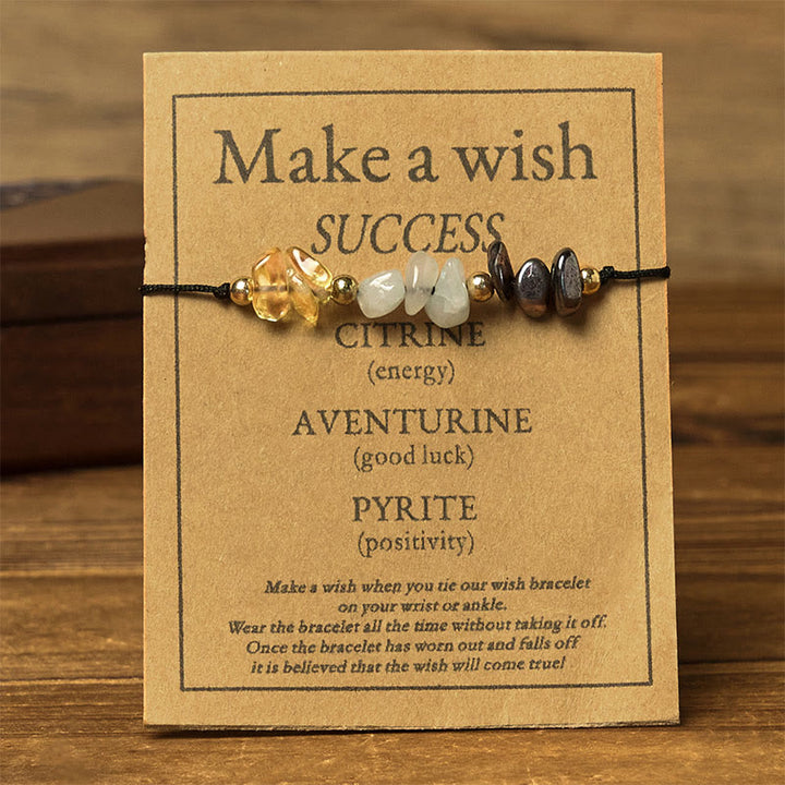 Buddha Stones Citrin Grün Aventurin Pyrit Erfolg Seil Karte Armband - image 1