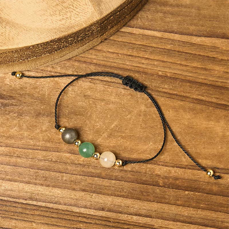 Buddha Stones Citrin Grün Aventurin Pyrit Erfolg Seil Karte Armband - image 13