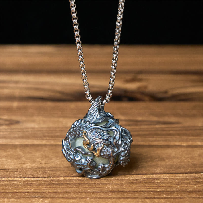 Buddha Stones Halskette mit Drachenanhänger aus Kupfer - Drachen- und Drehkette - image 7