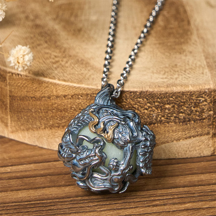Buddha Stones Halskette mit Drachenanhänger aus Kupfer - image 2