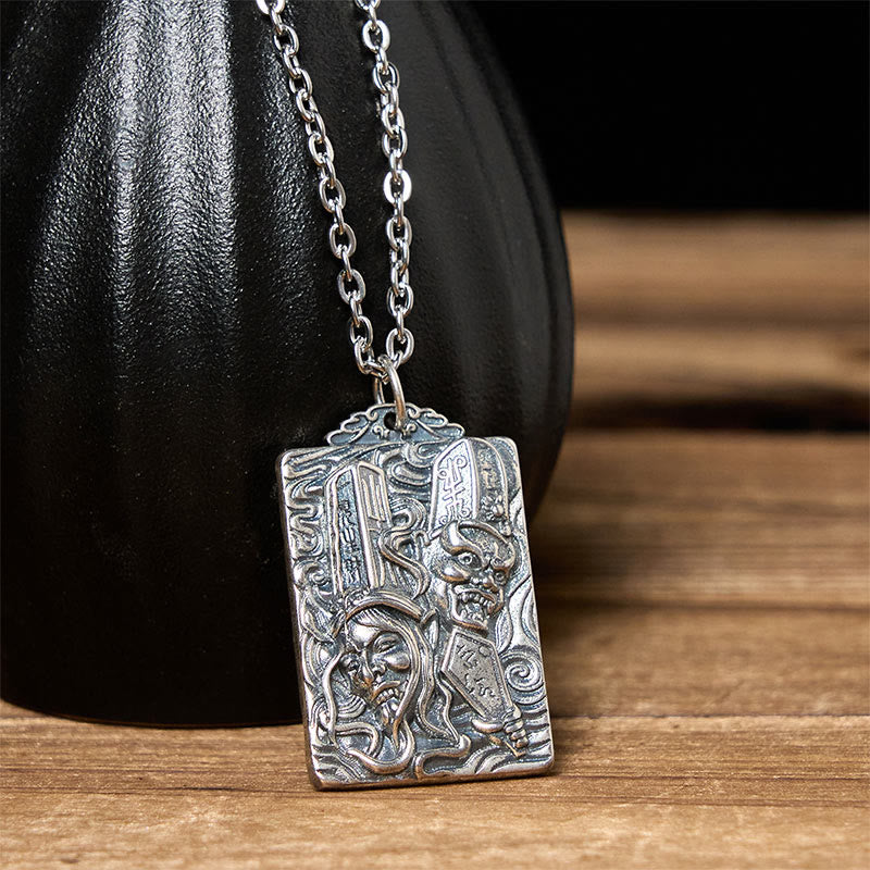 Buddha Stones Halskette mit Anhänger in Kupfer, Schwarz und Weiß, die das Muster der Vergänglichkeit symbolisiert und die Balance des Gleichgewichts darstellt. - image 3