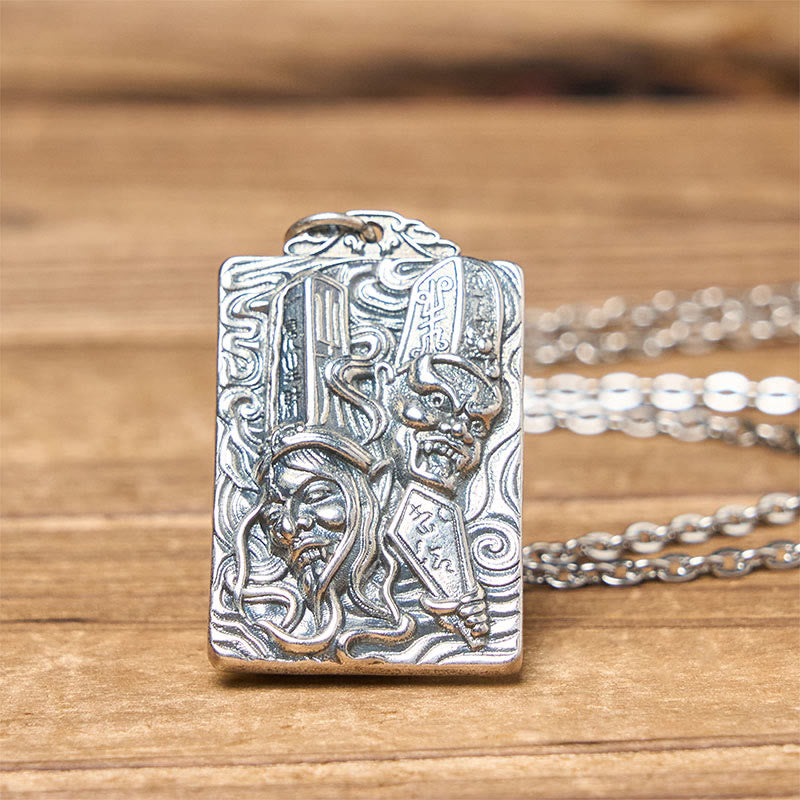Buddha Stones Halskette mit Anhänger in Kupfer, Schwarz und Weiß, die das Muster der Vergänglichkeit symbolisiert und die Balance des Gleichgewichts darstellt. - image 4