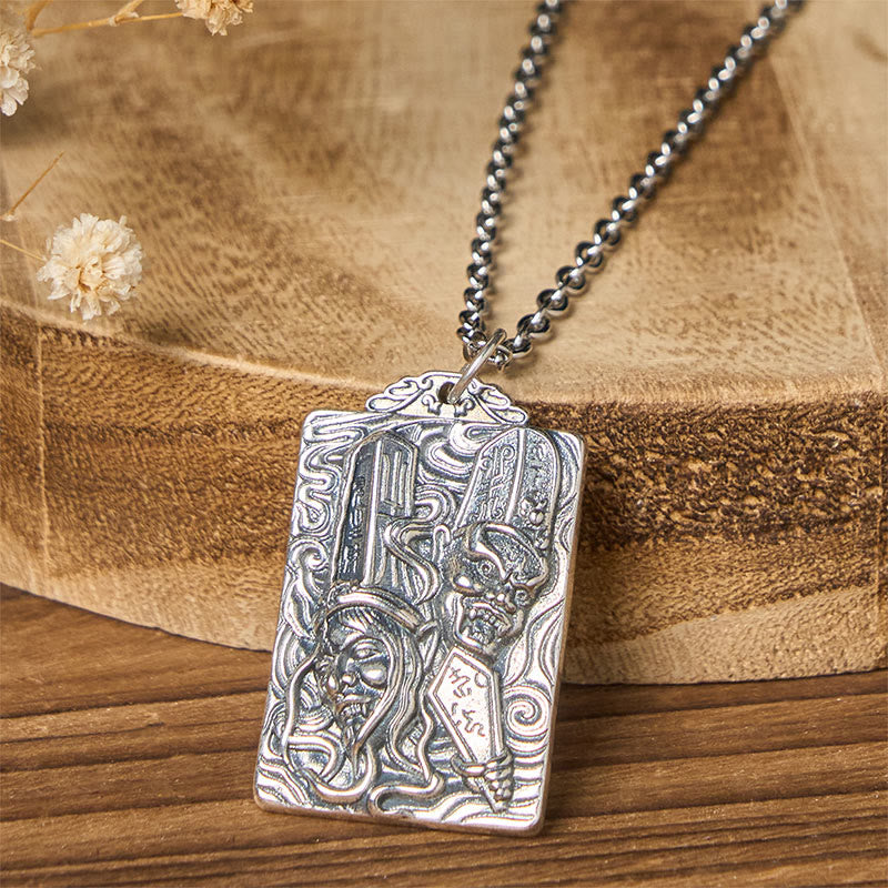 Buddha Stones Halskette mit Anhänger in Kupfer, Schwarz und Weiß, die das Muster der Vergänglichkeit symbolisiert und die Balance des Gleichgewichts darstellt. - image 1