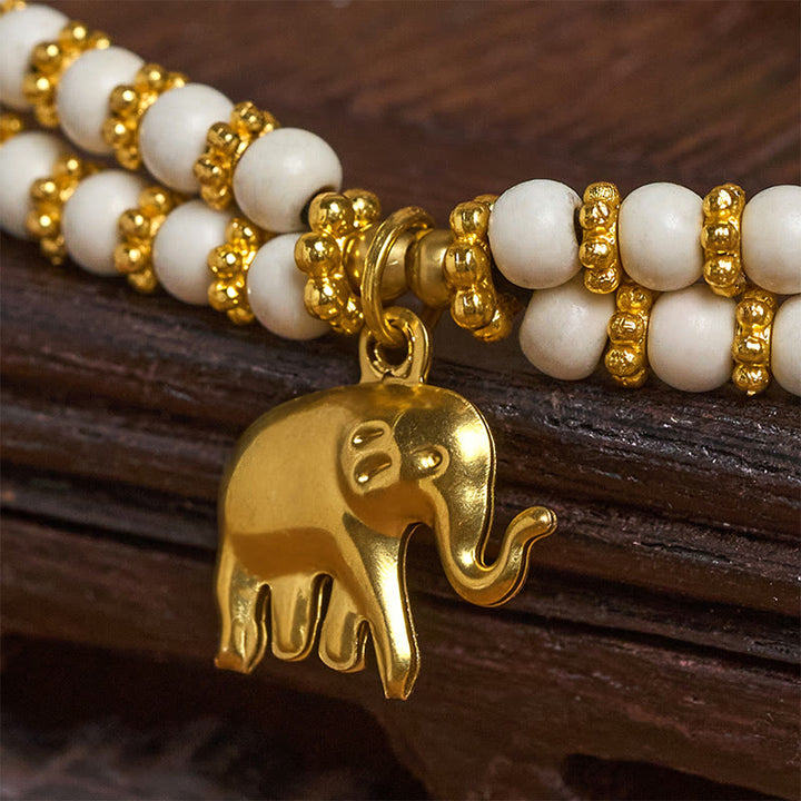 Buddha Stones Türkis Elefant Glück Doppelschichtiges Kupfer Stärke Armband - image 4