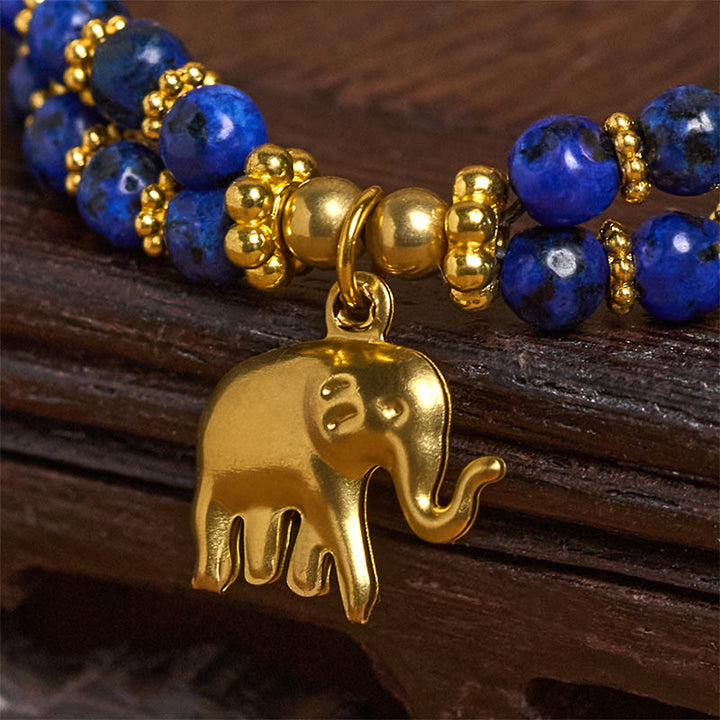 Buddha Stones Türkis Elefant Glück Doppelschichtiges Kupfer Stärke Armband - image 16