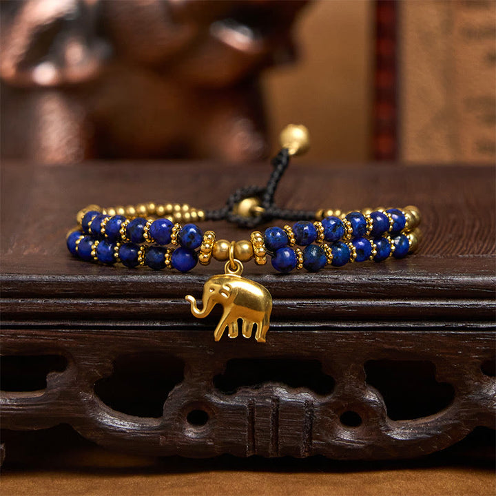 Buddha Stones Türkis Elefant Glück Doppelschichtiges Kupfer Stärke Armband - image 15