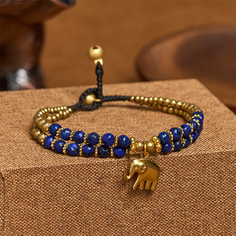 Buddha Stones Türkis Elefant Glück Doppelschichtiges Kupfer Stärke Armband - Blau Türkis (Handgelenkumfang: 15–18 cm) - image 13