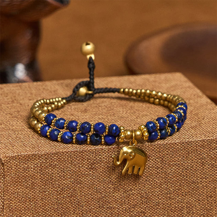 Buddha Stones Türkis Elefant Glück Doppelschichtiges Kupfer Stärke Armband - Blau Türkis (Handgelenkumfang: 15–18 cm) - image 13