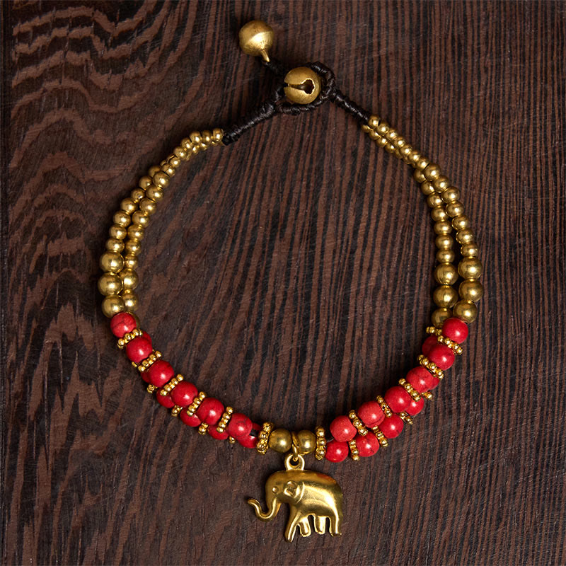 Buddha Stones Türkis Elefant Glück Doppelschichtiges Kupfer Stärke Armband - image 9