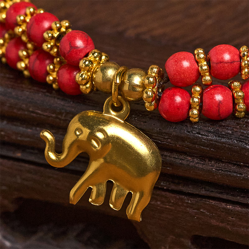 Buddha Stones Türkis Elefant Glück Doppelschichtiges Kupfer Stärke Armband - image 11