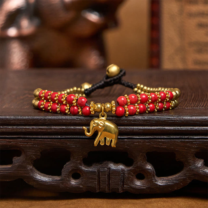 Buddha Stones Türkis Elefant Glück Doppelschichtiges Kupfer Stärke Armband - image 10