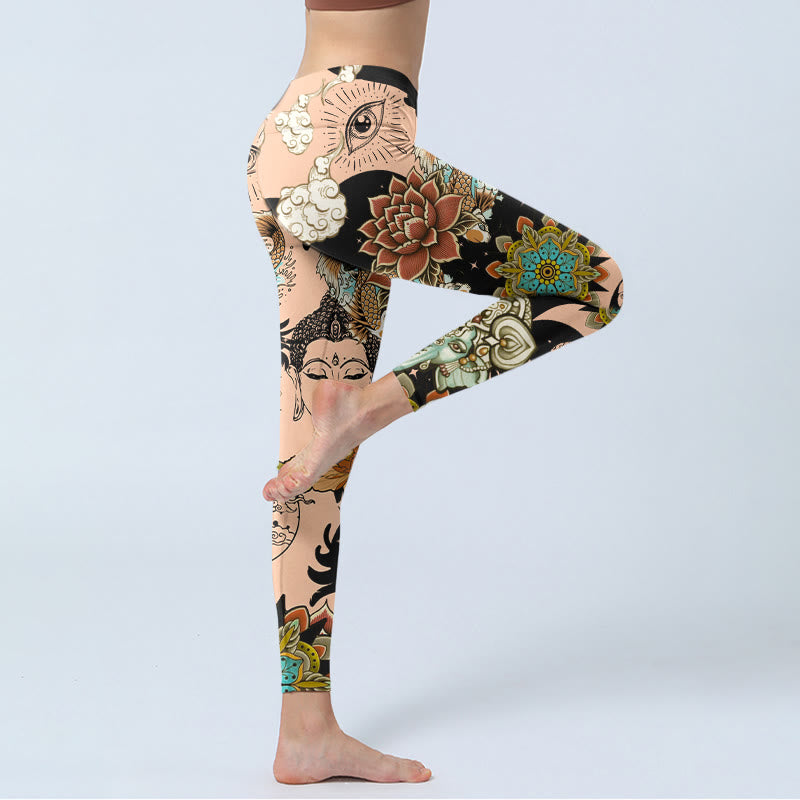 Buddha Stones Lotus Ganesh Mandala Böser Blick Koi-Fisch Yin-Yang-Muster Gym-Leggings Damen-Yogahose - image 3