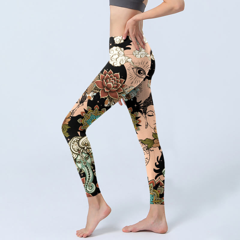 Buddha Stones Lotus Ganesh Mandala Böser Blick Koi-Fisch Yin-Yang-Muster Gym-Leggings Damen-Yogahose - image 2