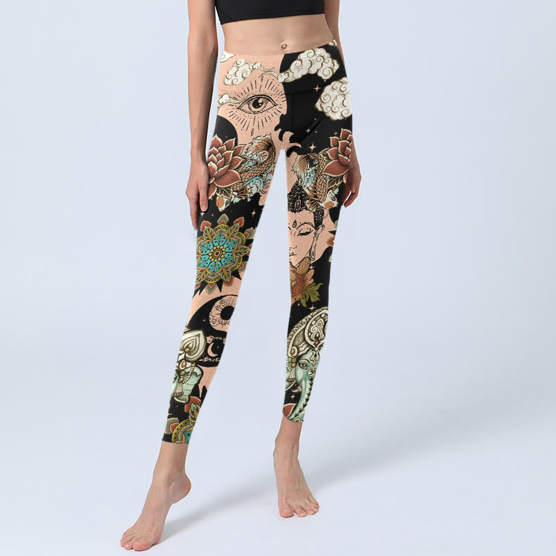 Buddha Stones Lotus Ganesh Mandala Böser Blick Koi-Fisch Yin-Yang-Muster Gym-Leggings Damen-Yogahose - image 5