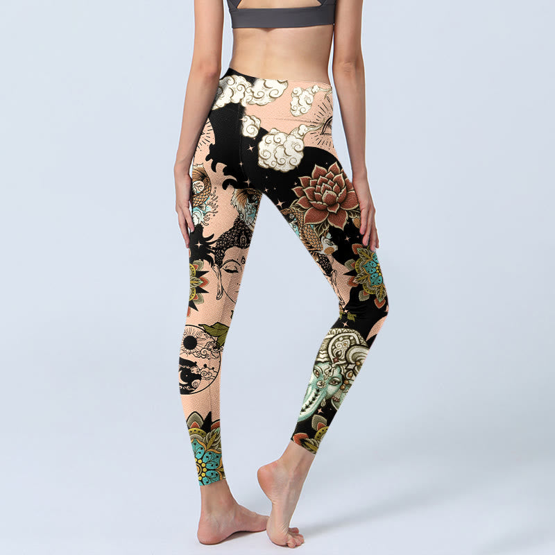 Buddha Stones Lotus Ganesh Mandala Böser Blick Koi-Fisch Yin-Yang-Muster Gym-Leggings Damen-Yogahose - image 4