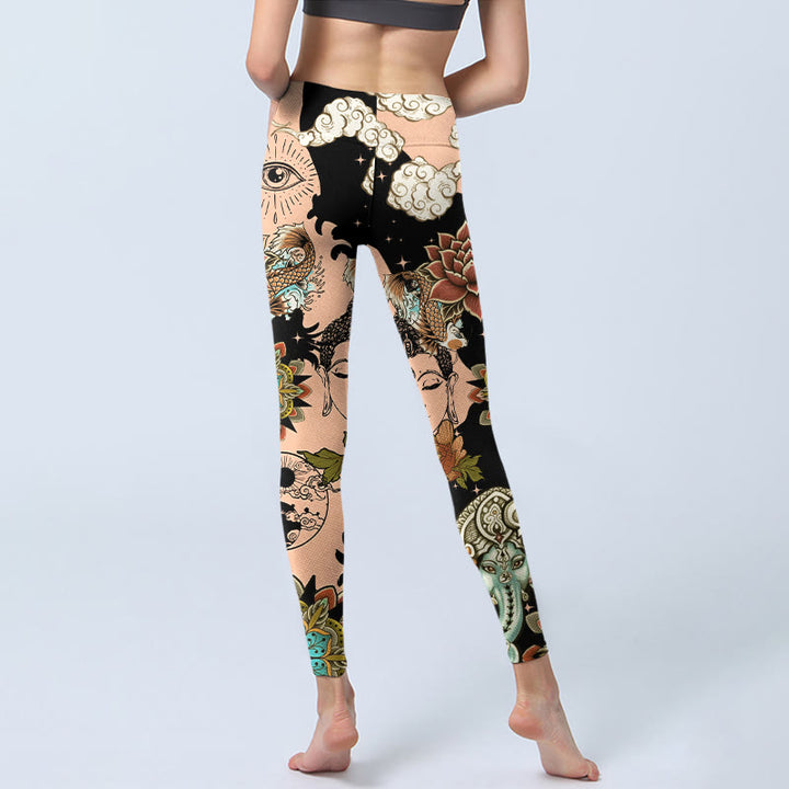 Buddha Stones Lotus Ganesh Mandala Böser Blick Koi-Fisch Yin-Yang-Muster Gym-Leggings Damen-Yogahose - image 6