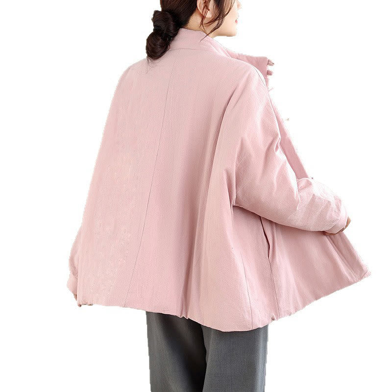 Buddha Stones Damen Winterjacke mit chinesischem Froschknopf, langärmelig, dicke Baumwolle, mit Taschen - image 8