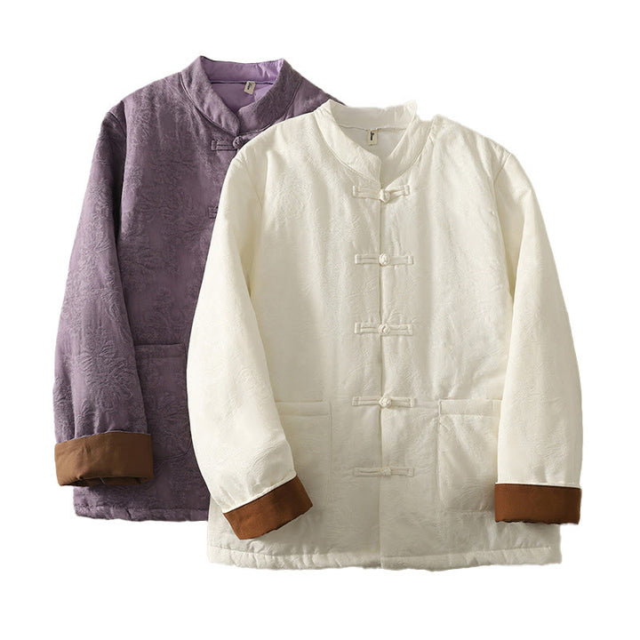 Buddha Stones Damen-Langarmjacke mit Froschknopfleiste und Taschen, einfarbig - image 16