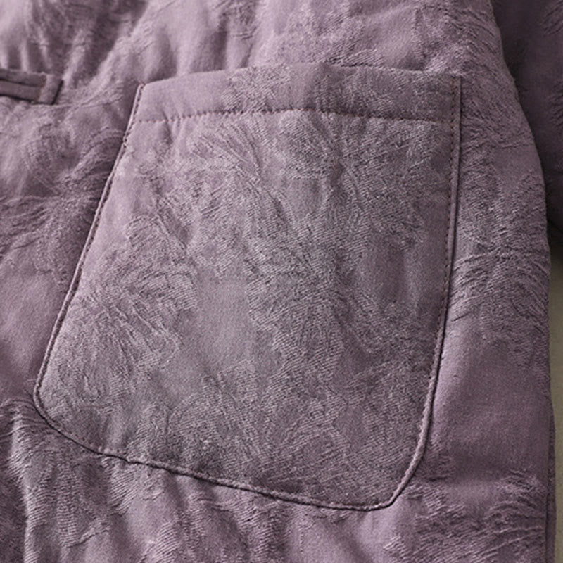Buddha Stones Damen-Langarmjacke mit Froschknopfleiste und Taschen, einfarbig - image 2