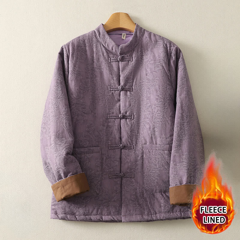 Buddha Stones Damen-Baumwolljacke mit Taschen und einfarbigem Froschknopf-Design, langärmlig - Mittelgroße Orchidee - US8-10， UK/AU12-14，EU40-42 (XL) - image 0