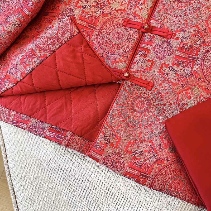 Buddha Stones Damen-Jacke mit Jacquard-Muster, symmetrischem Blumenmuster, langen Ärmeln und Taschen - image 11