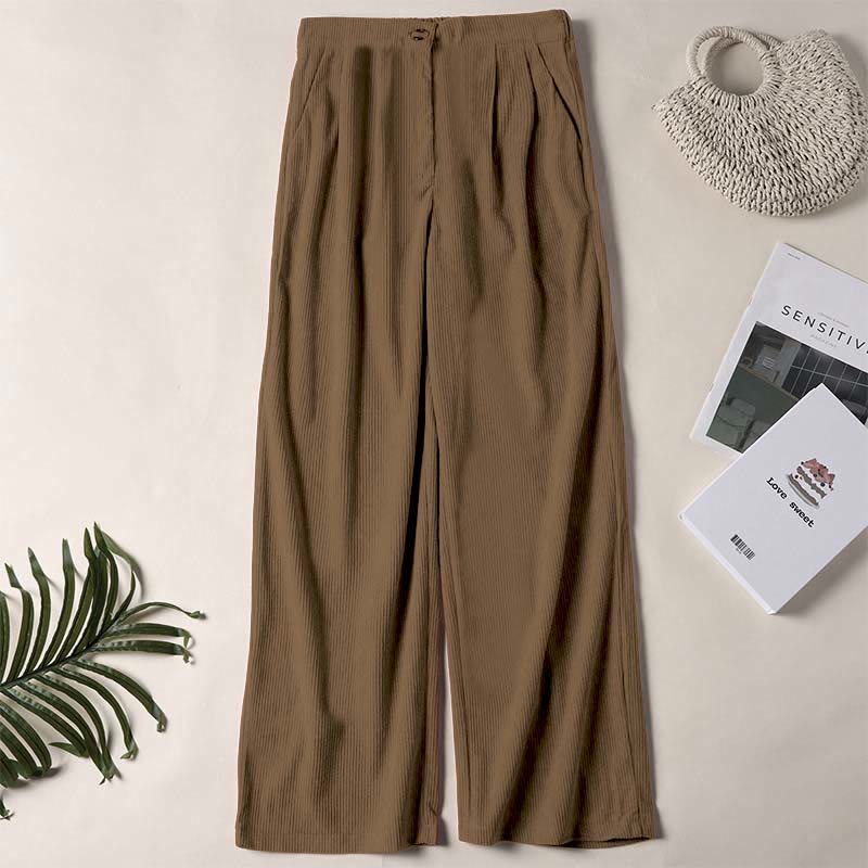 Buddha Stones Lässige Cordhose mit geradem Bein und Taschen für Damen - Dunkle Goldrute - US14， UK/AU18，EU46 (2XL) - image 0